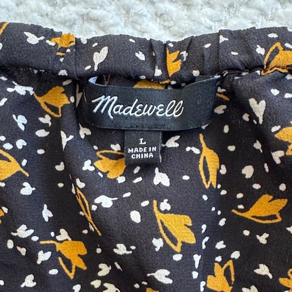 Madewell Black and Yellow Floral Blouse 100% Silk Size L - Picture 4 of 6